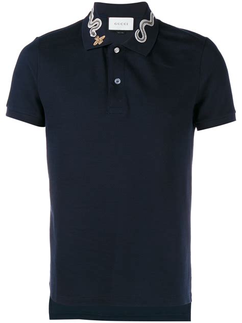 cotton polo with bee gucci|Gucci polo shirt snake collar.